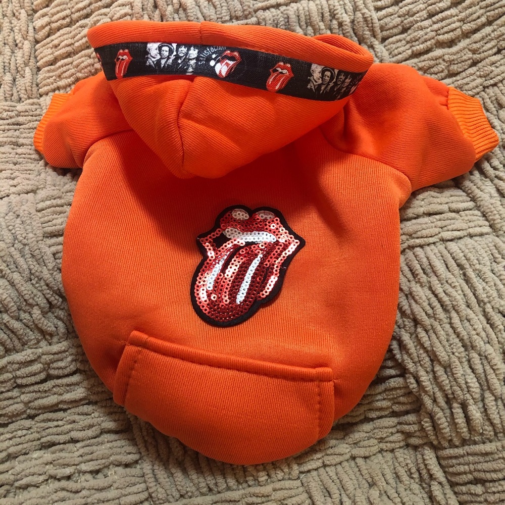 Rolling Stones dog hoodie orange Xs sweatshirt